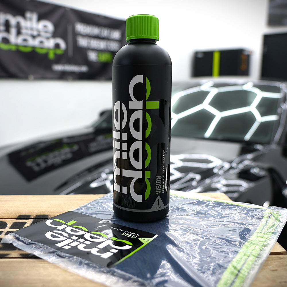 car glass cleaning kit - vision glass cleaner and clear glass cleaning cloth